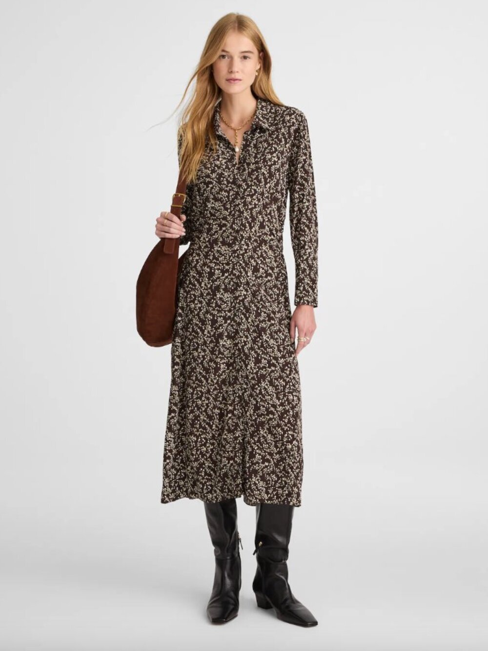 NWT! MADEWELL Ruched Midi Shirtdress Size XS